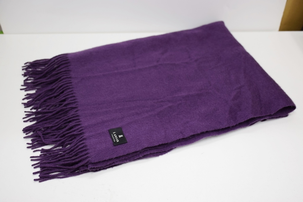 良品 LANVIN カシミア 大判 70×200cm ストール ショール マフラー 無地