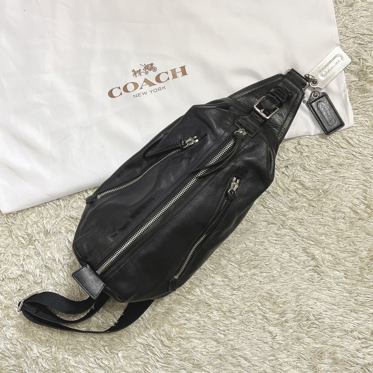 【美品】 COACH トンプソン ボディバッグ レザー ブラック 格安，SALE 1円スタート☆ 【美品】コーチ COACH ショルダーバッグ