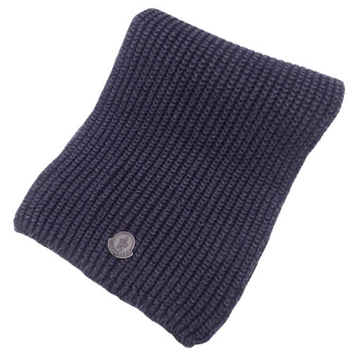 モンクレール MONCLER マフラー ウール カシミヤ ネイビー ロゴパッチ