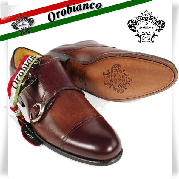 当店限定価格 新品1円～★定価4.1万 Orobianco オロビアンコ イタリア製 牛革レザービジネスシューズ 40 25.0cm ダブルモンクストラップ ◆4905◆