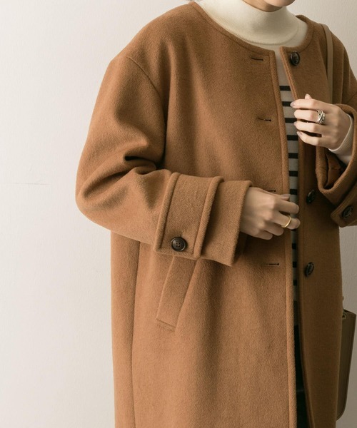 アーバンリサーチ URBAN RESEARCH ノーカラーコート ロッソ ウールノー