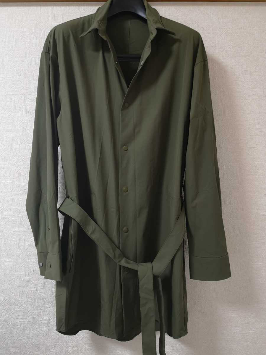 デザインワークス　ナイロンシャツコート　カーキ　LEON別注　48 美品　ベルト付き　ステンカラーコート 