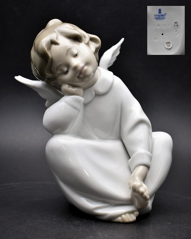 竜R52◇LLADRO リヤドロ 4961 天使の考えごと フィギュリン 置物 飾物 