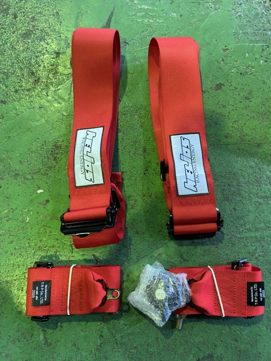 HELIOS RACING オリジナル 4点式シートベルト レッド FIA公認