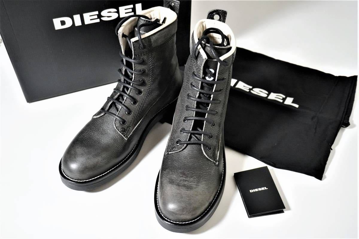 新品未使用 DIESEL レザーコンバットブーツ 26.5 23M8p-m50867690395 
