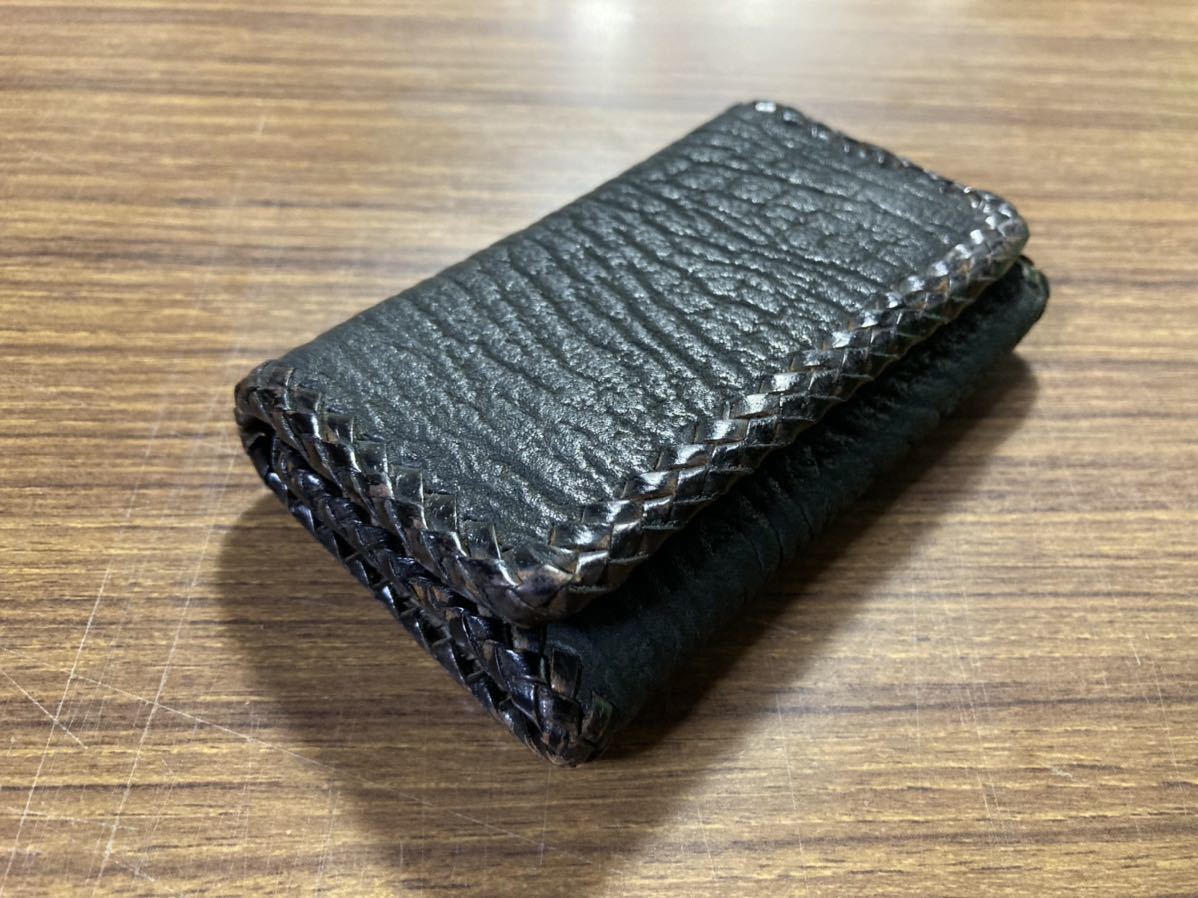 【生産終了品】SAAD サード KeyCase 3つ折りキーケース 6連 サメ革レザーキーケース シャークスキン BLACK ブラック 黒