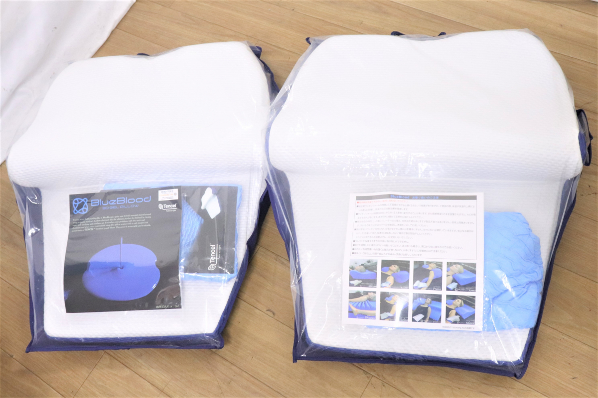 【ト葛】未使用品 Tencel テンセル BlueBlood 3D GEL PILLOW マットレス ピロー OEKO-TEX 低反発ウレタンフォーム 2個 まとめ CE219CAA82