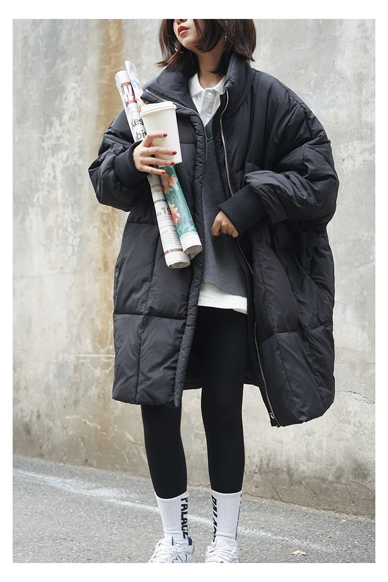★ゆったりシルエットが今年の気分★ドルマンスリーブロングダウンコート★防寒抜群 リンネル ナチュラル系 ジャケット | 涼感ドルマンスリーブ・ブラウスゆったりシルエット おしゃれな大人 ニット STYLE （チャコール）