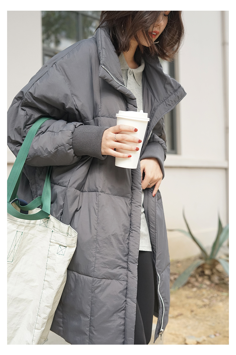 ★ゆったりシルエットが今年の気分★ドルマンスリーブロングダウンコート★防寒抜群 リンネル ナチュラル系 ジャケット | 涼感ドルマンスリーブ・ブラウスゆったりシルエット おしゃれな大人 ニット STYLE （チャコール）
