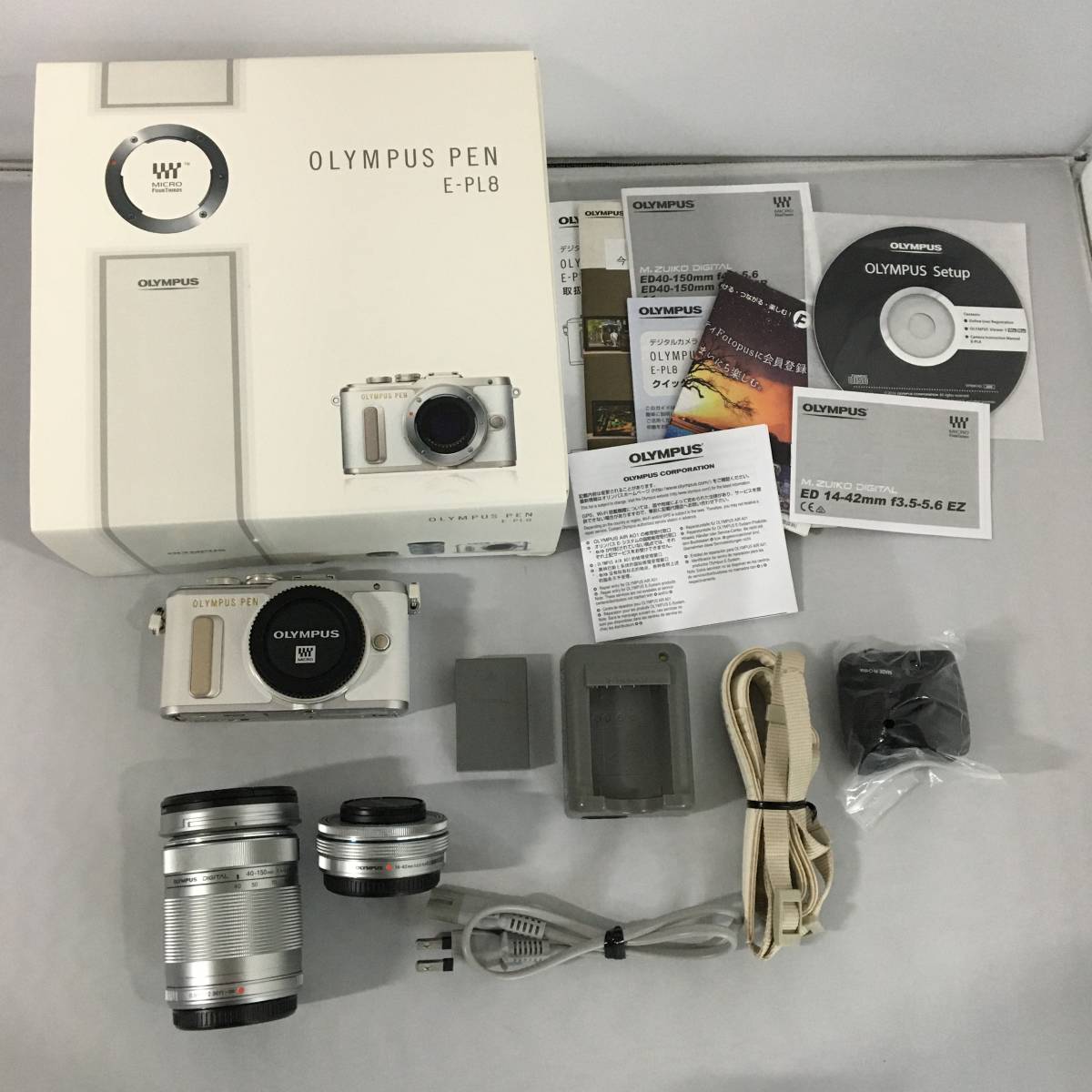 OLYMPUS PEN E-PL8 EZダブルズームキット 白 中古OLYMPUS オリンパス