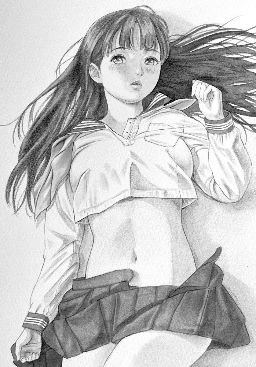 手描きイラスト　　24519H 手描き イラスト 「Mono 529」A5サイズ 148mm×210mm 手描き 「Mono