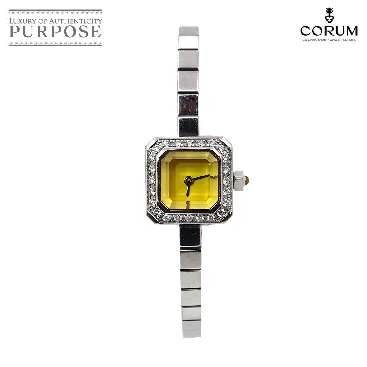 【新作入荷，定番】 １円 コルム CORUM シュガーキューブ ダイヤ ベゼル イエロー 137.425.47 JO01 レディース 腕時計 クォーツ 90142761(コルム)｜売買されたオークション情報、yahooの商品情報をアーカイブ公開 - オーク コルム