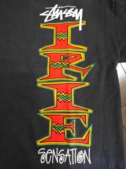 初期80s OLD STUSSY IRIE SENSATION ストックロゴ Tシャツ 黒タグ 