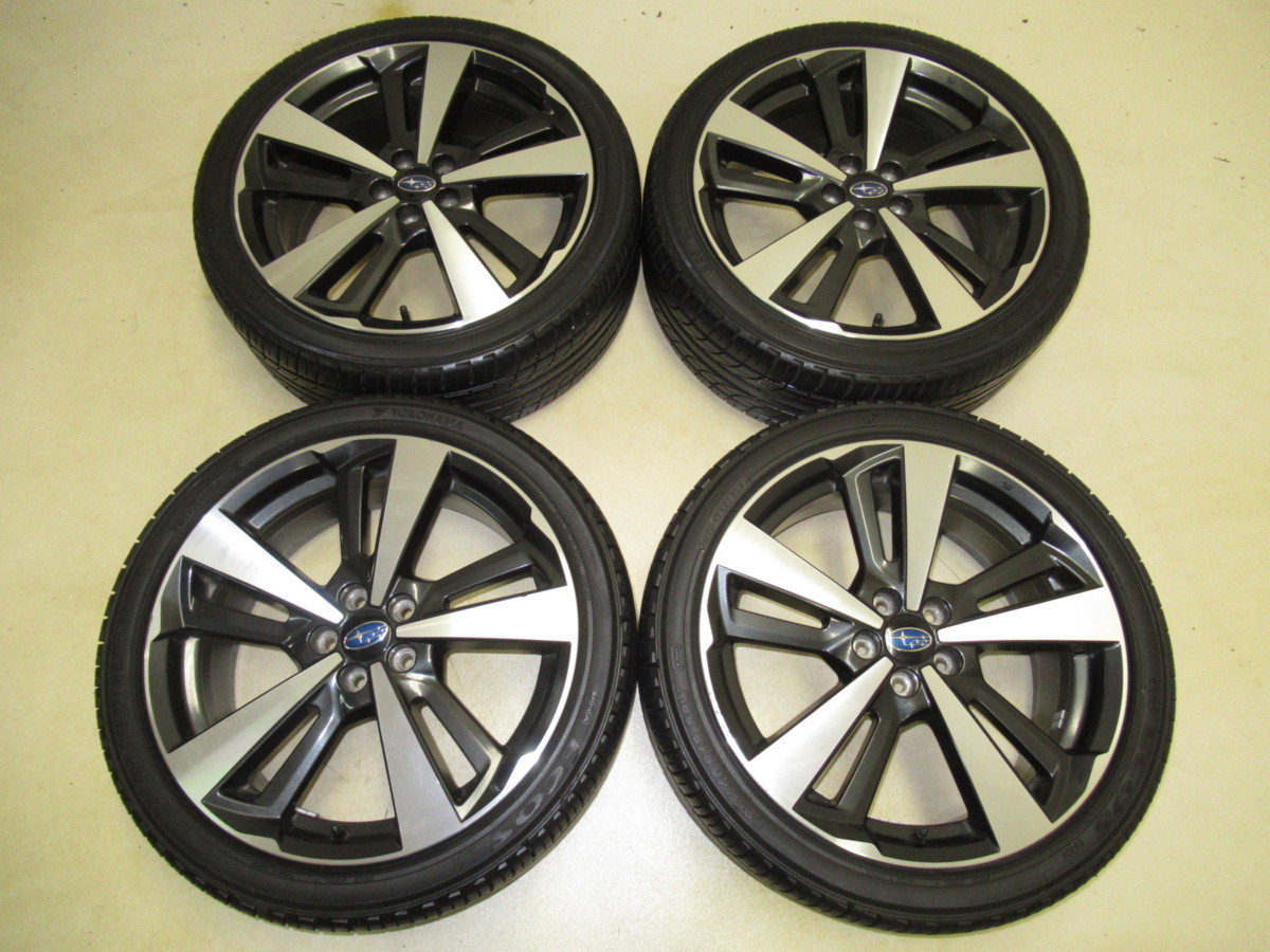 スバルGT系インプレッサスポーツ純正 7.5J-18 off+55 pcd100/5H ハブ径56ミリ YOKOHAMA ECOS ES300 225/40R18 ラジアルタイヤ付き4本SET