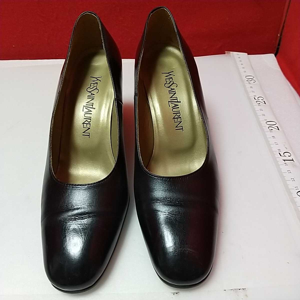 イブサンローランYSL ヒールパンプス ブラック 35 1/2 22.5cmヒール7cm