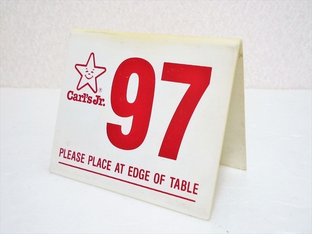 63 カールスJr テーブルナンバー プレート ローライダー カールスジュニア 非売品 ビンテージ Carl's Jr. カールスジュニア 旧ロゴ テーブル