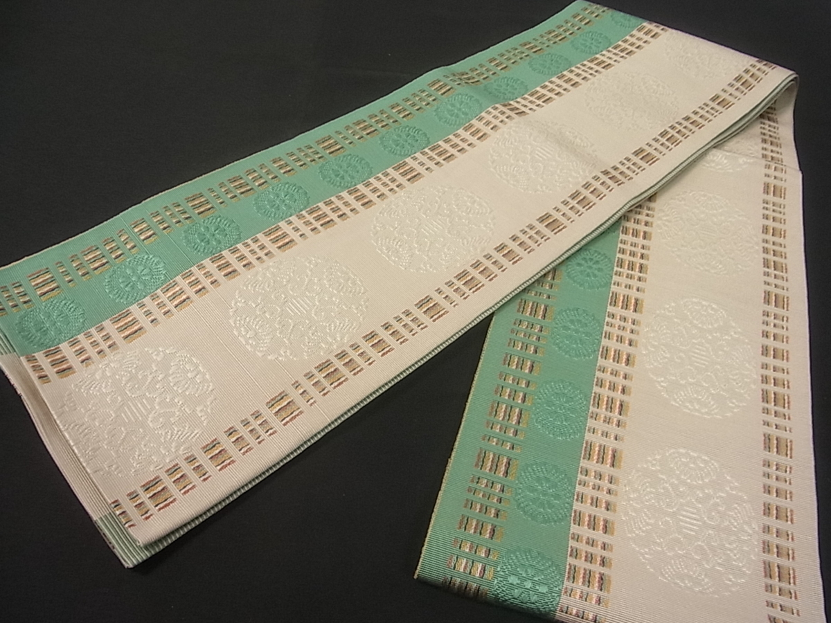平和屋着物□本場筑前博多織 半幅帯 花丸吉祥文 逸品 in2742 逸品