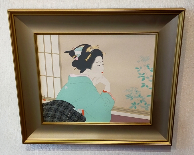 美術品・アンティーク・コレクション 美品 上村松園「夕暮」シルク
