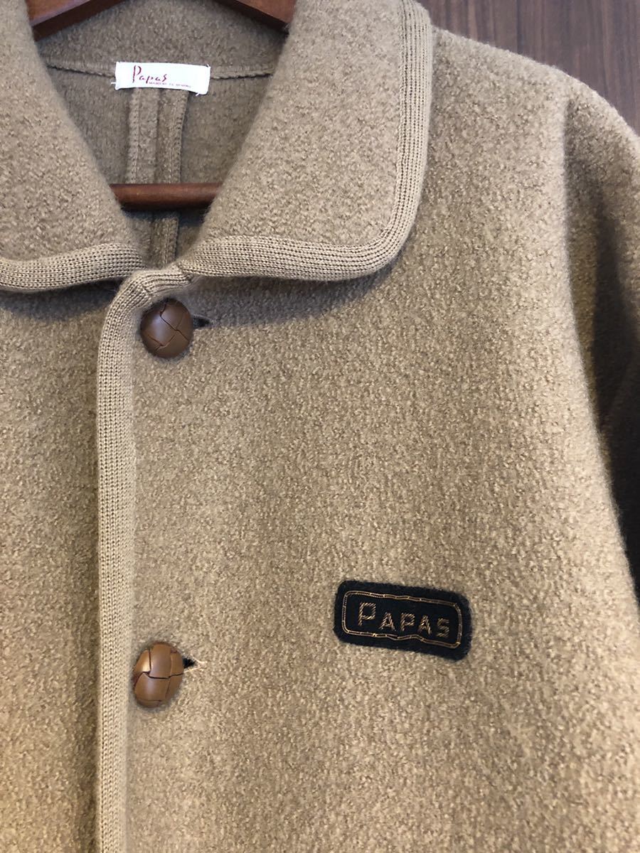 Papas パパス ステンカラーコート ウールコート キャメル M～L 【公式