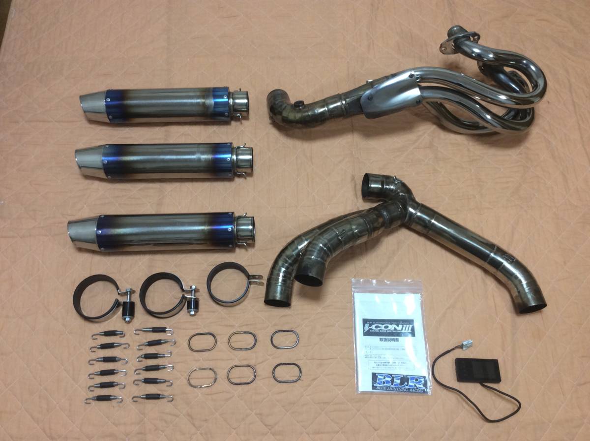 ワンオフ 3ー1ー2ステン レスフルエキ チタンサイレンサー 3本出し 