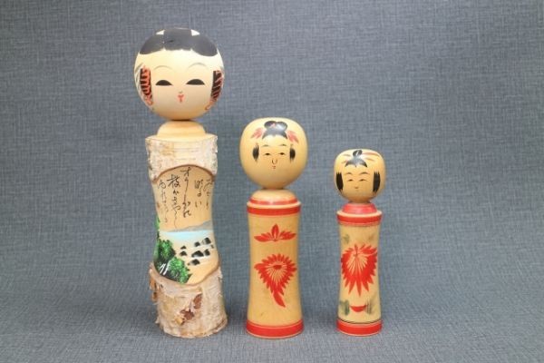 R116☆【送料無料】こけし 3体 セット 桜井 昭寛 鳴子系 郷土 玩具