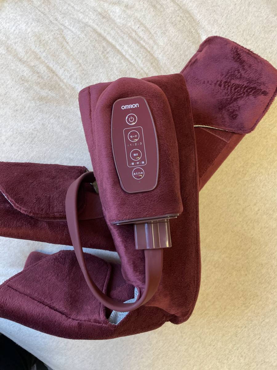 【美品】オムロン エアマッサージャー　HM-260-WR ワインレッド ふわふわ生地カバー♪_2