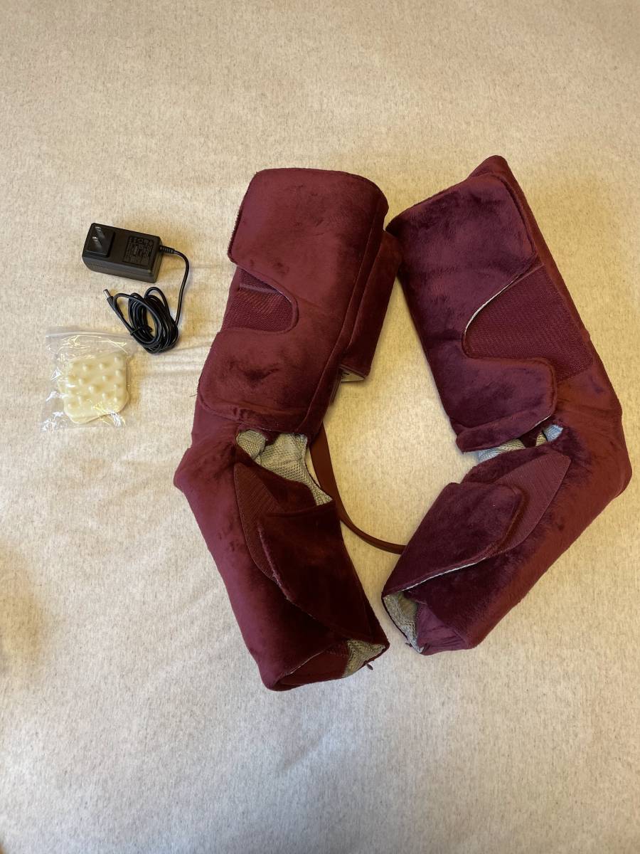 【美品】オムロン エアマッサージャー　HM-260-WR ワインレッド ふわふわ生地カバー♪_4