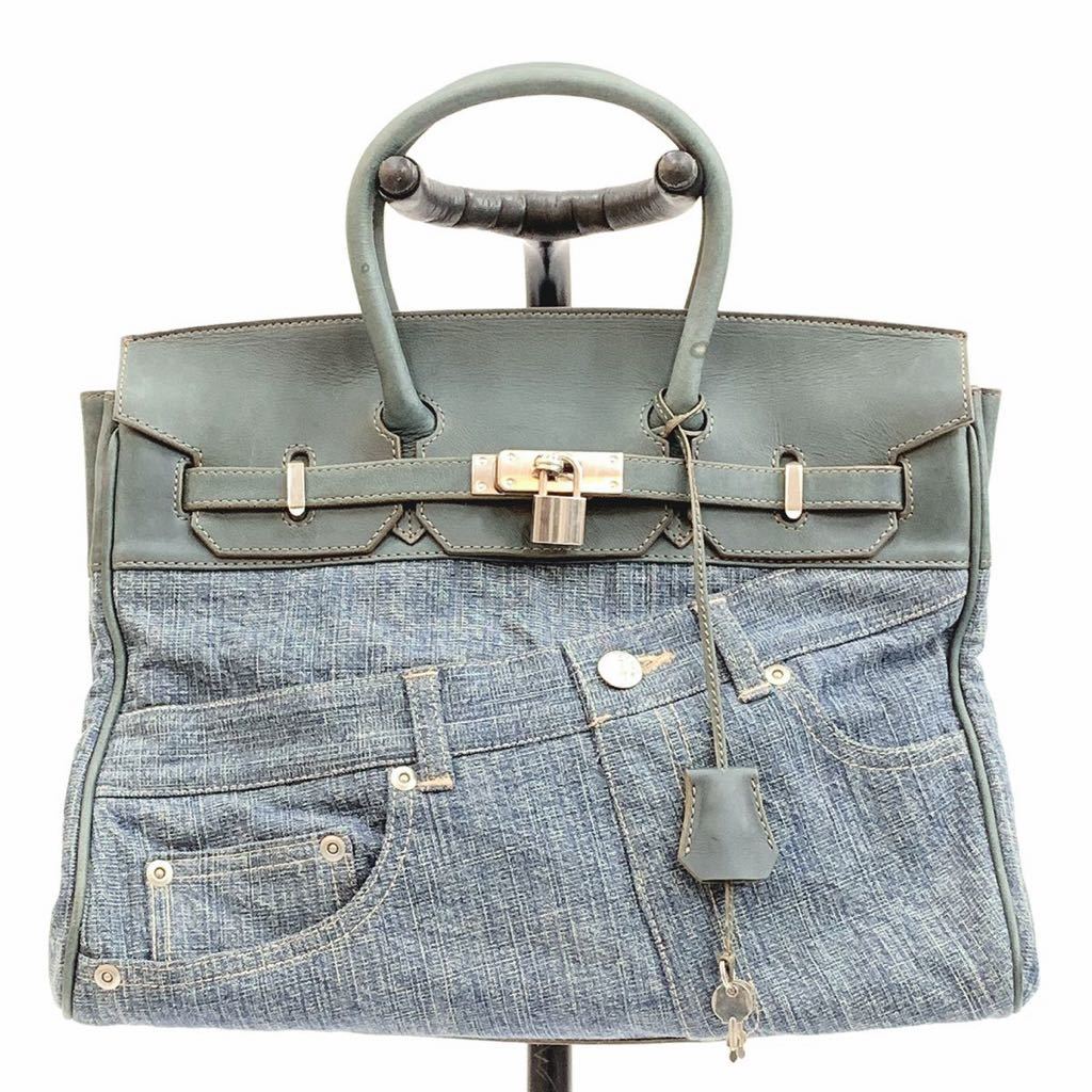 バーキン風ハンドバッグ、水色、 （DUAL VIEW デュアルビュー  