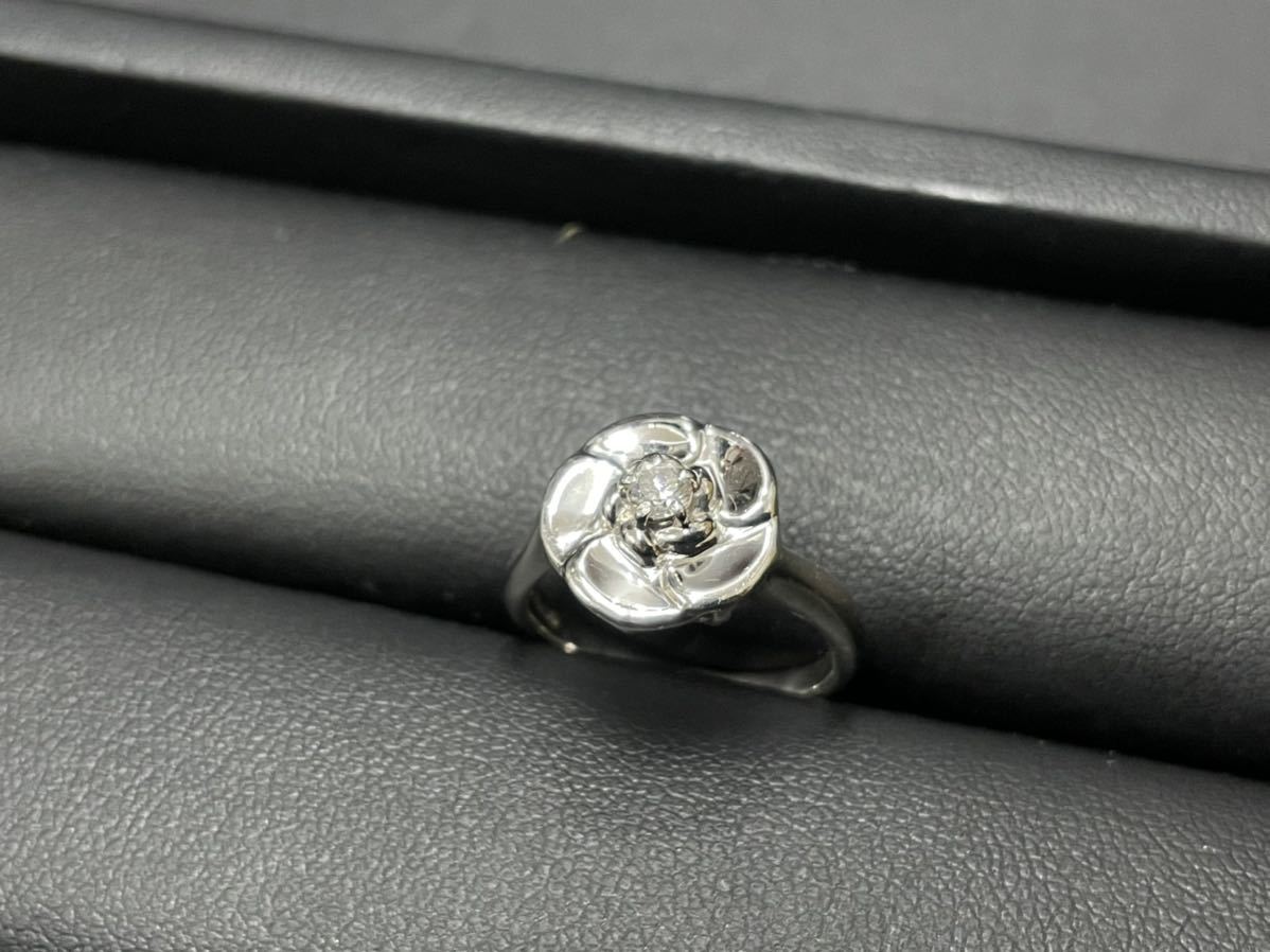 4503 ジュエリーマキ カメリアモチーフ ダイヤリング Pt850刻印 6.3g