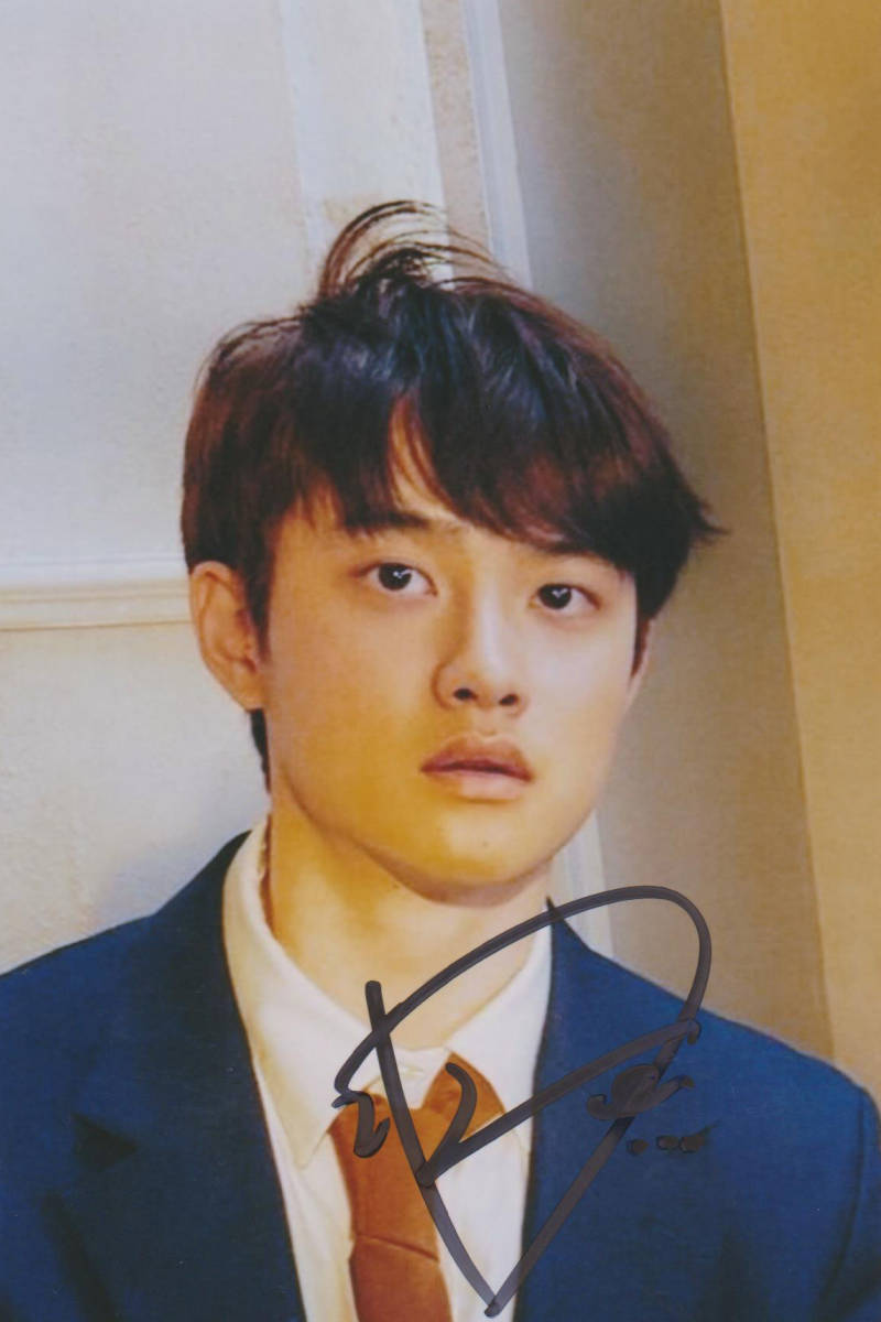 EXO ディオ D.O. ド・ギョンス Do Kyung-soo 直筆 サイン写真 10cm