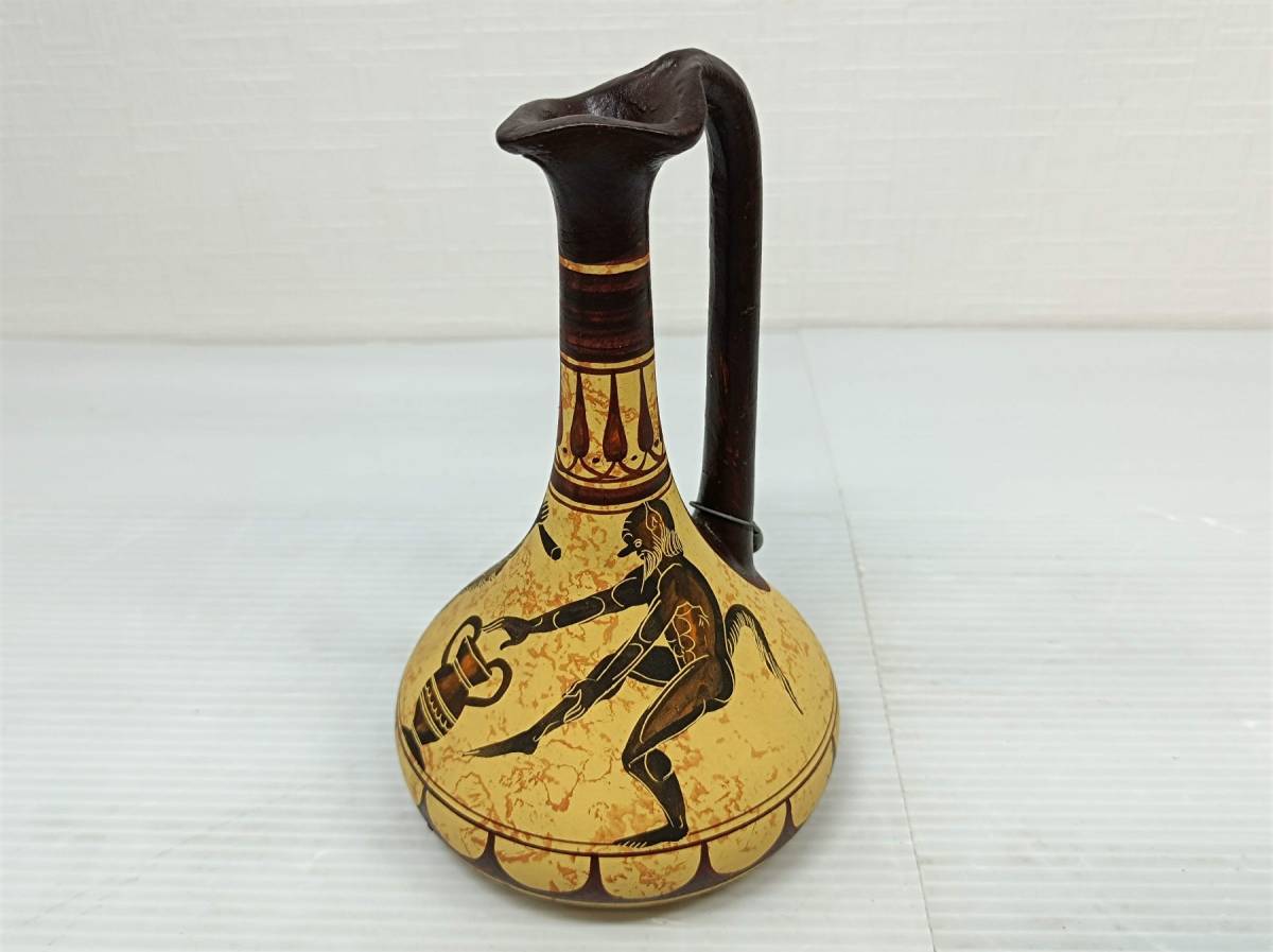 水差し ハンドペイント 花瓶 - ギリシャ製 オリーブの集まり イルカ 