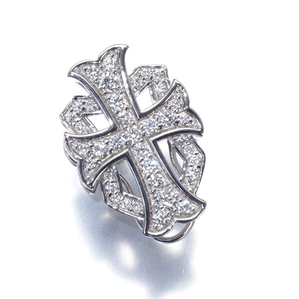 ゆきざき ダイヤペンダントトップ 0.52ct ダブルトップ クロス K18WG 