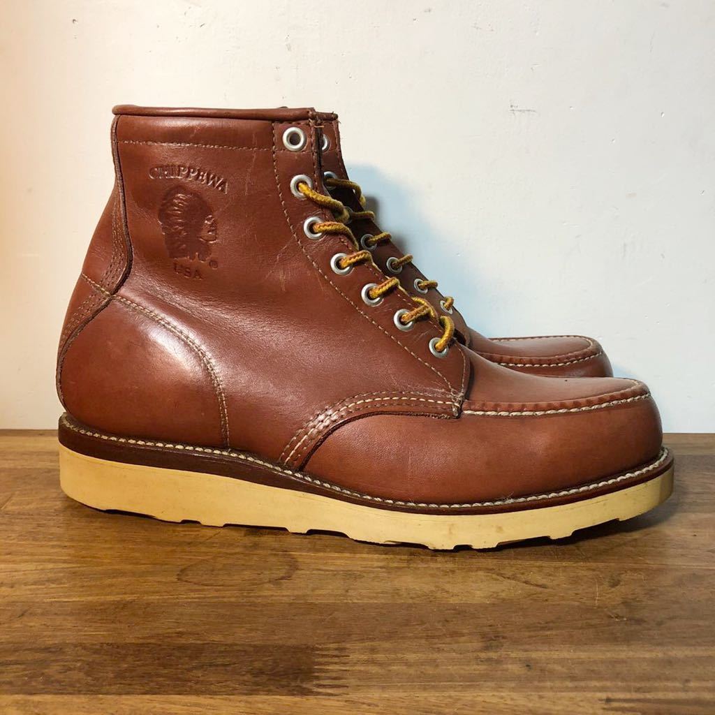 Cippewa 1997年製造 Vibram ソール モックトゥブーツ サイズ8 ヴィンテージチペワ 97年製 白タグ29493 US 8.5 Eワイズ CHIPPEWA