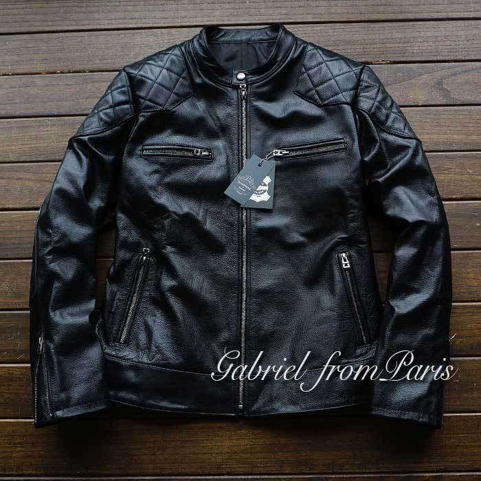 最高峰20万■GABRIEL 最上級ナッパ・高級感 イタリアンレザー 本革 カウハイド ライダースジャケット/54/XXXL