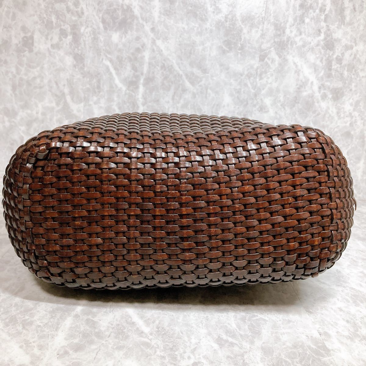 1円 美品 GUCCI グッチ バンブー 編み込み イントレチャート 2way 