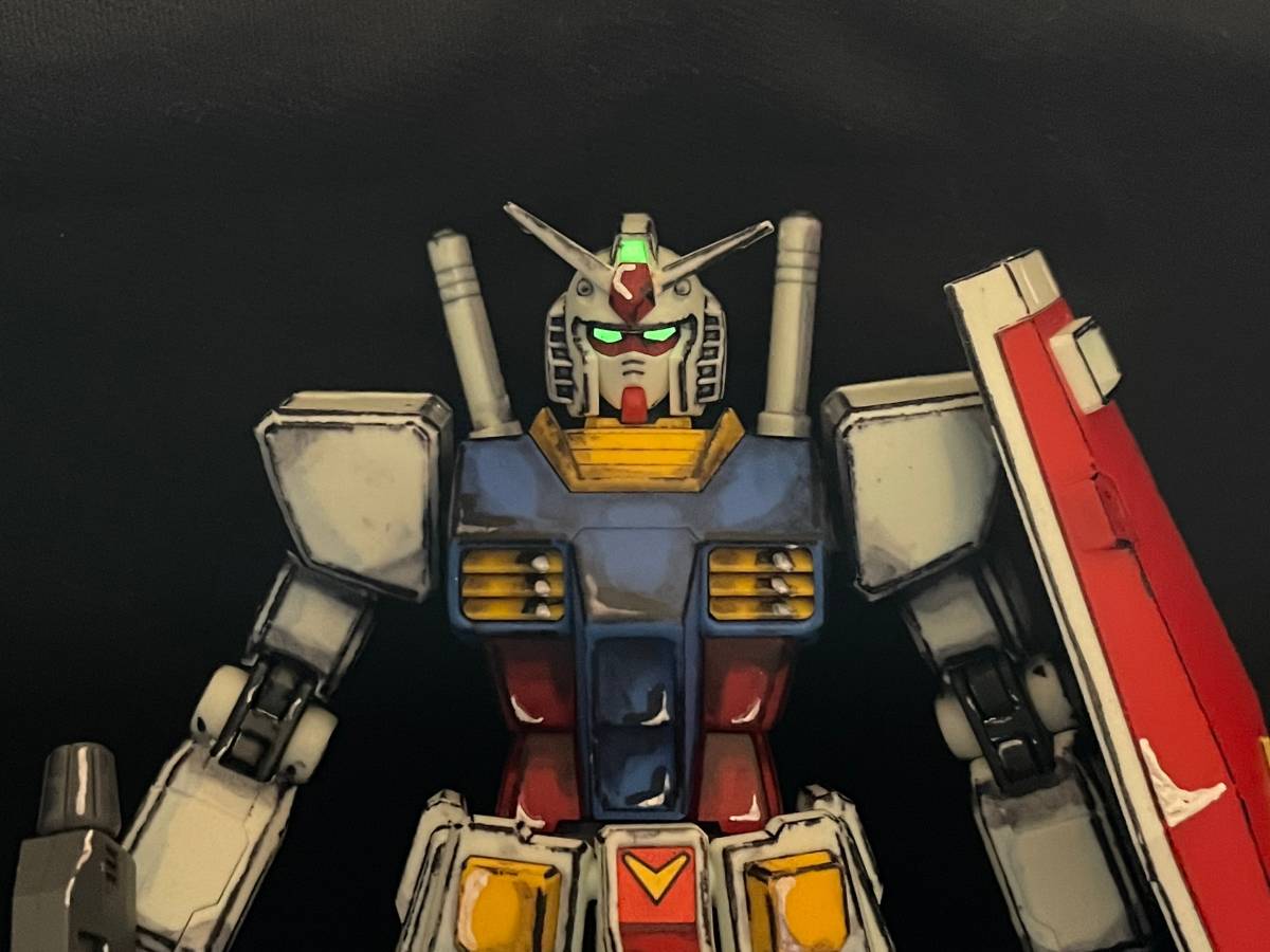 機動戦士ガンダム Rx 78 ガンダム 完成品 Hguc イラスト風塗装 カメラ光ります 完成品 売買されたオークション情報 Yahooの商品情報をアーカイブ公開 オークファン Aucfan Com