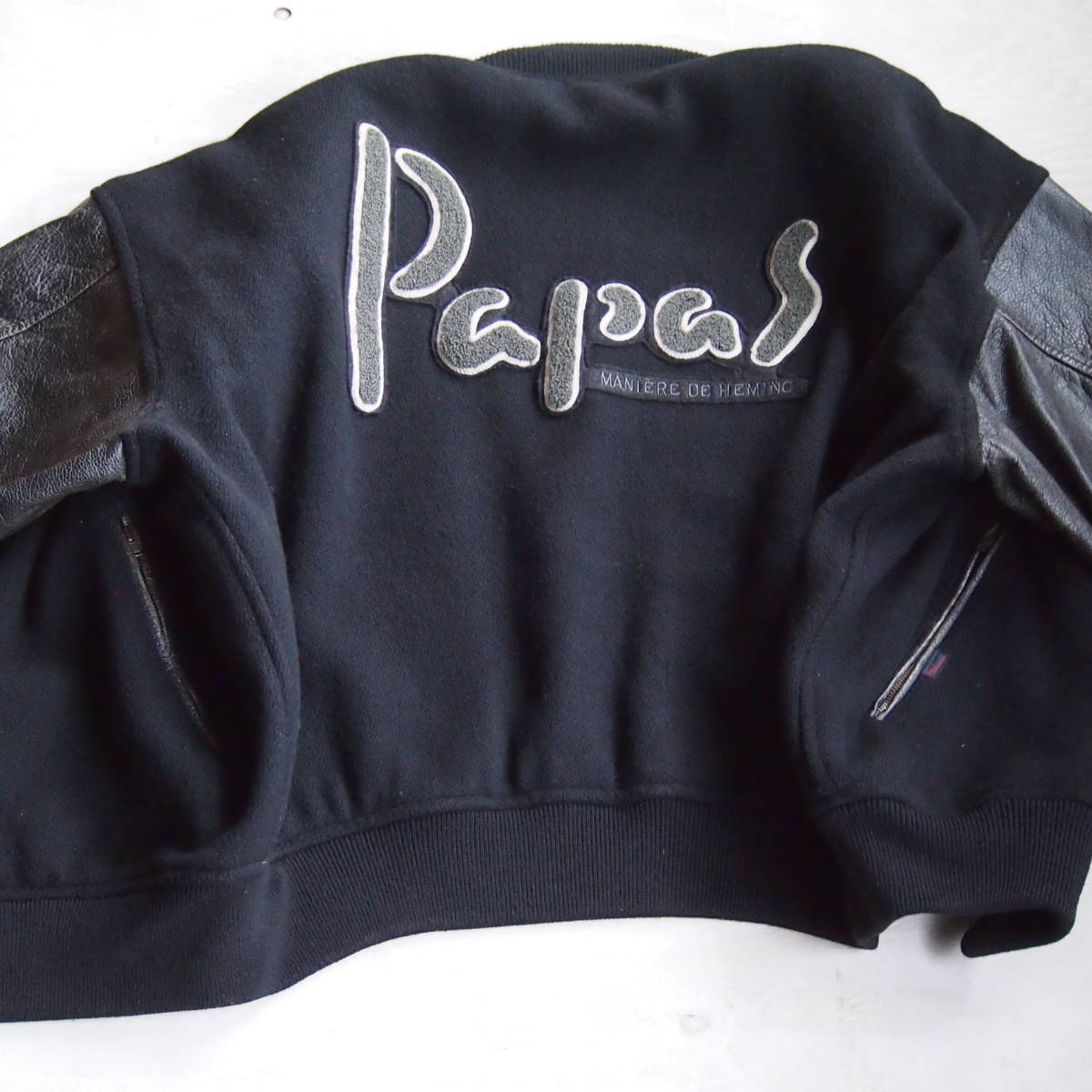 Papas パパス 本革レザースタジャン【P☆ワッペン＊PAPAS サガラ刺繍 
