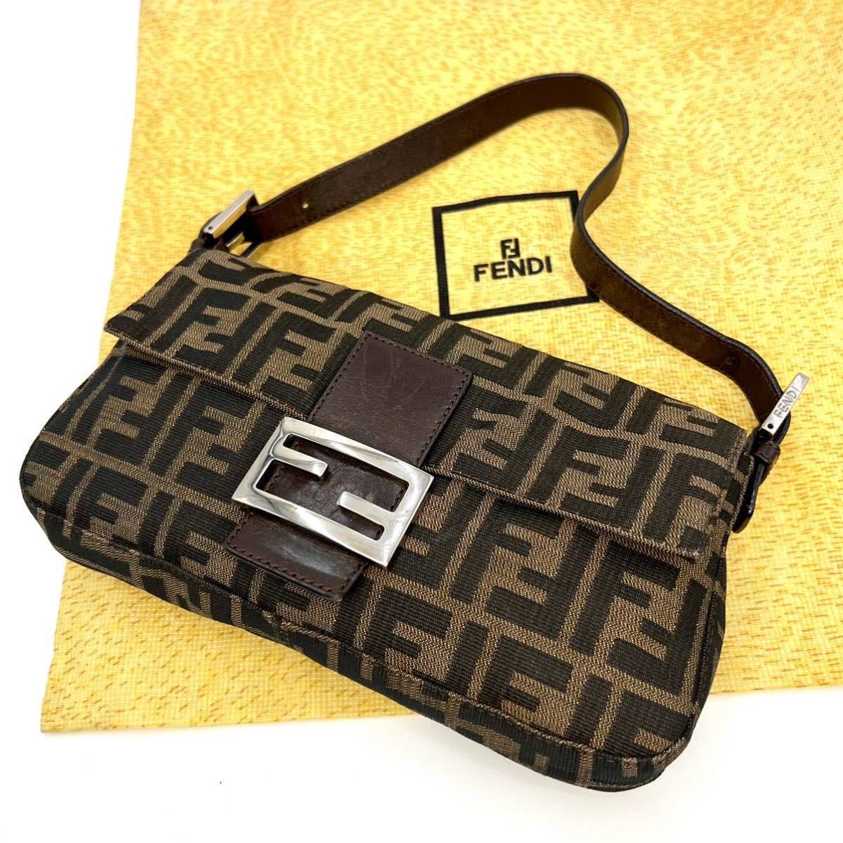送料無料，最新作 1円 使用感少 極 FENDI フェンディ マンマバケット ズッカ柄 FF金具 ワンショルダーバッグ カーキ ブラウン ヴィンテージ 1スタ(ショルダーバッグ)｜売買されたオークション情報、yahooの商品情 かばん、バッグ