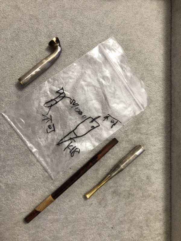 煙管　キセル　中央部分「竹」　貴金属X線検査済　K18　SV1000　社内番号：C