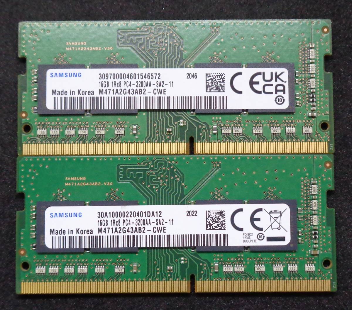 【大得価，新作】 品 SAMSUNG製 ノート用 PC4-3200AA 1Rx8 16GB 2枚セット 32GB み 622(SO-DIMM)｜売買されたオークション情報、yahooの商品情報をアーカイブ公開 - オークファン DIMM