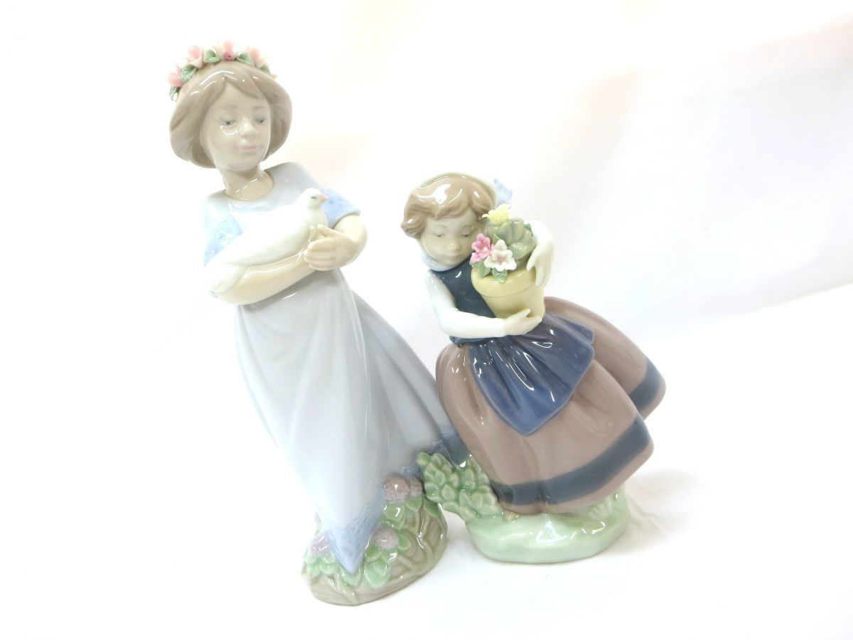 豊富な，SALE 1000円スタート フィギュリン LLADRO リヤドロ 6807 ハトと仲良し/5223 春が来た 鳩 花 動物 インテリア小物 陶器人形 西洋工芸 7050(リヤドロ)｜売買されたオークション情報、yahooの商品情報をアー リヤドロ