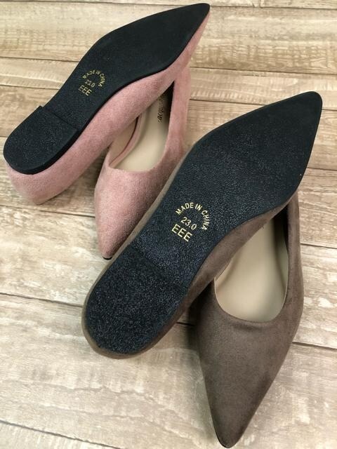 販売オンライン 新品☆23.0cm3E♪ベージュ系×ピンク系♪ぺたんことんがりパンプス2足☆y627