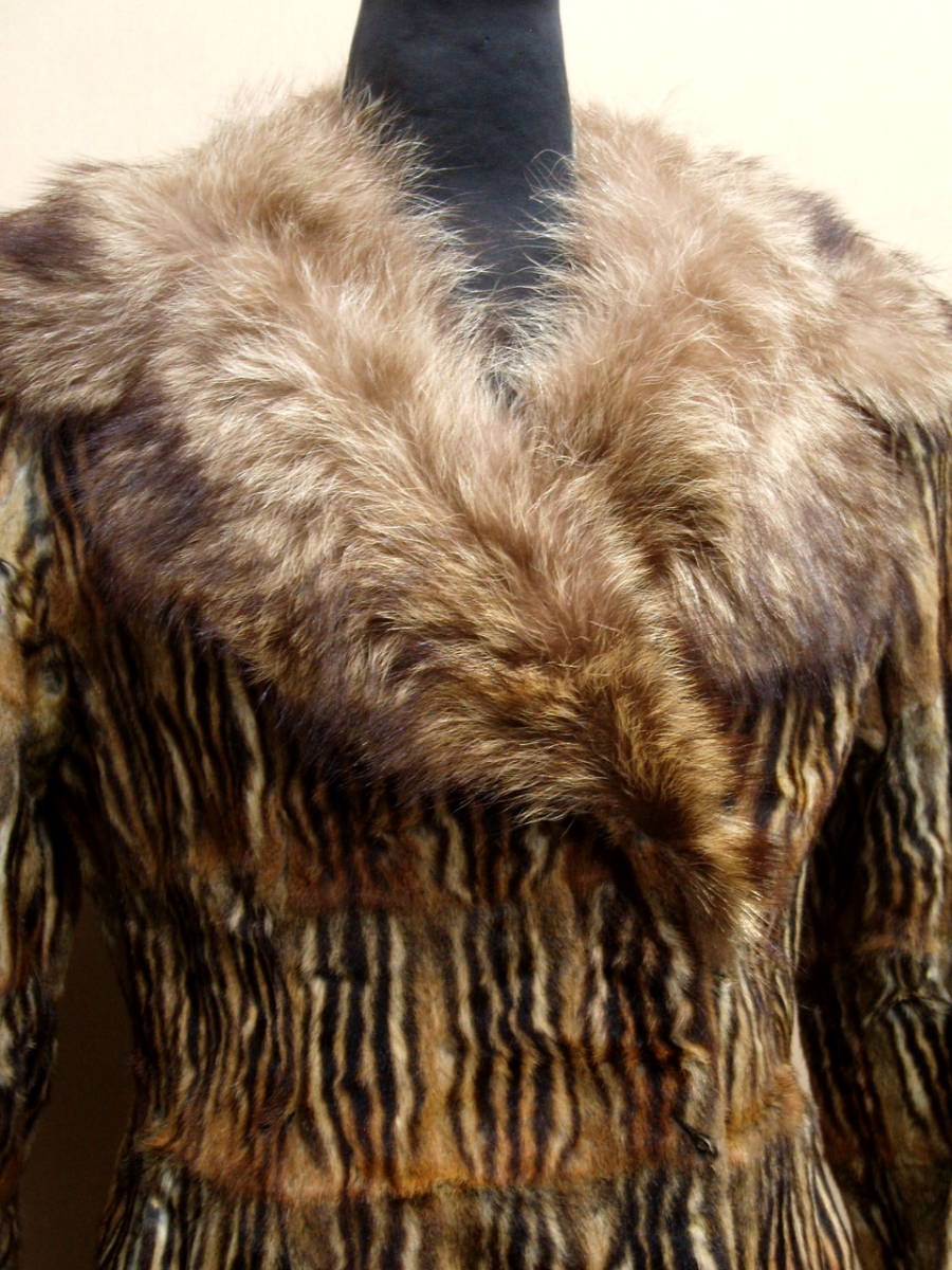 L31119 リアル野リス シマリス×フォックスファー ジャケットコート 