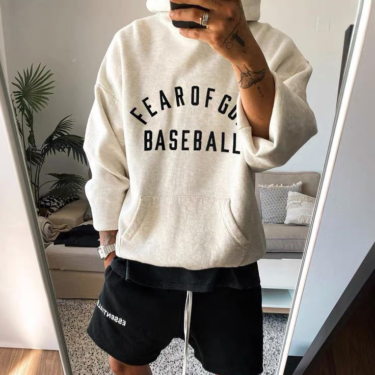 FEAR OF GOD□BASEBALL hoodie ロゴパーカー ブラック S□フーディー 