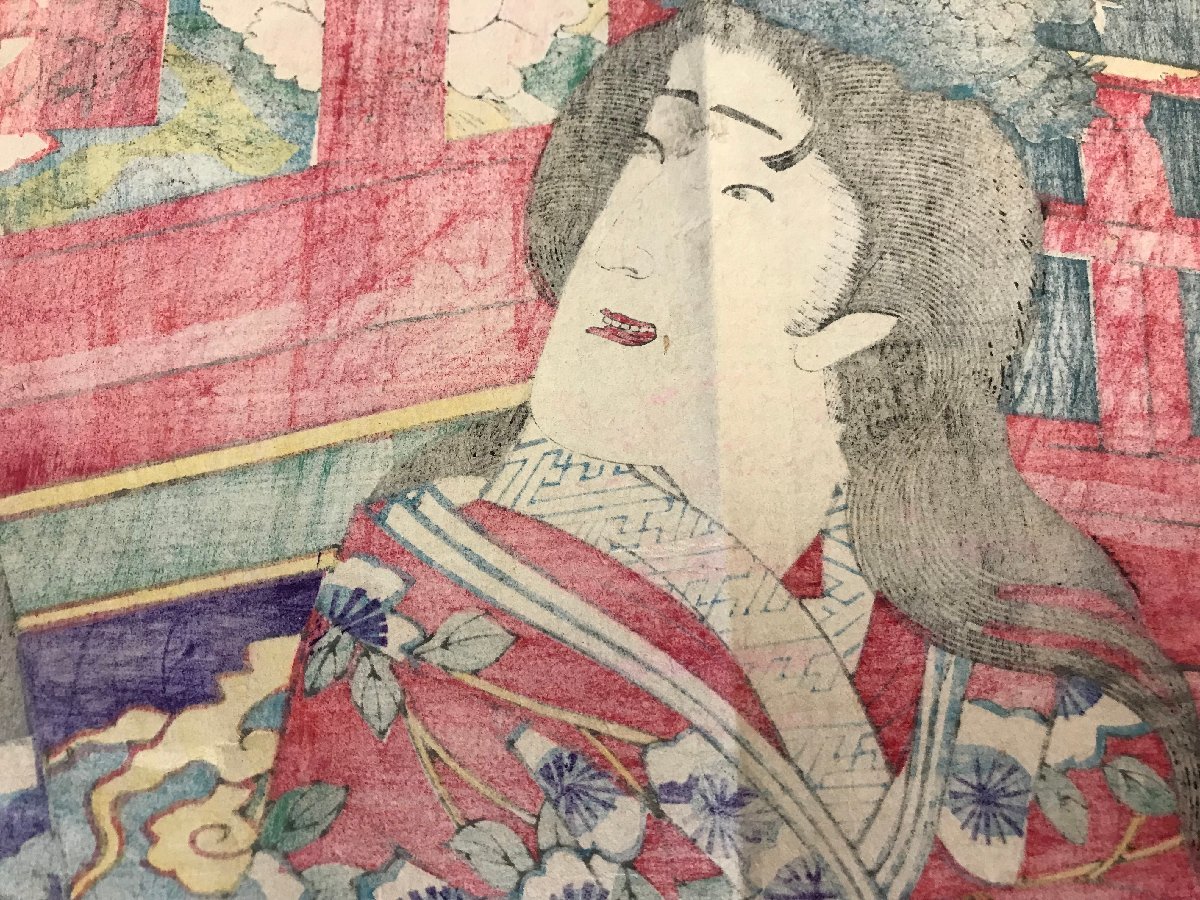 □送料無料□ 楊洲周延 歌舞伎絵 役者絵 児雷也 市川団十郎 版画 木