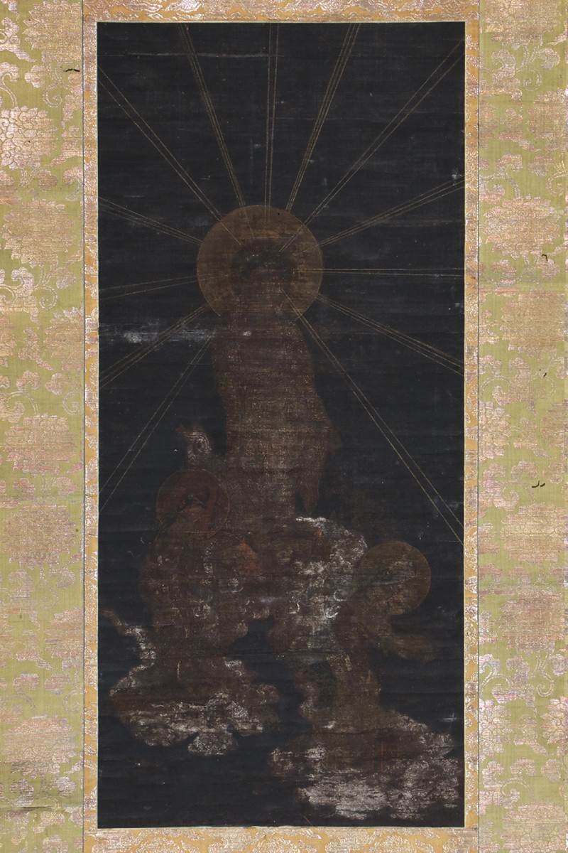 掛軸「伝 恵心僧都 阿弥陀三尊来迎図」仏画 仏教美術 絵画(掛軸)｜売買