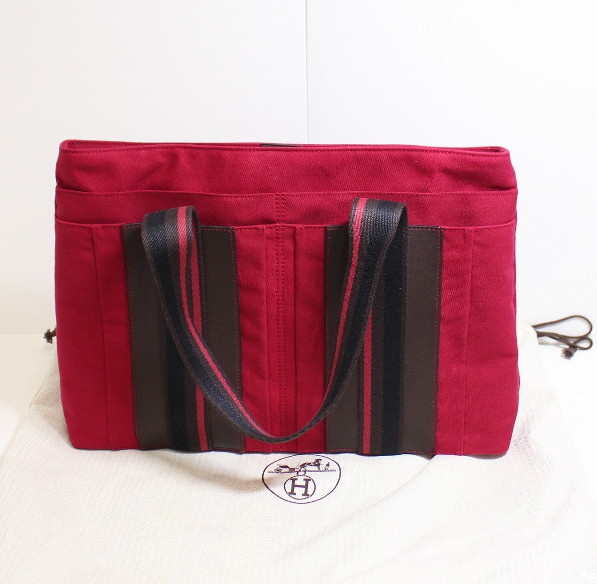 美品 HERMES エルメス トロカ ホリゾンタル MM トートバッグ レッド 
