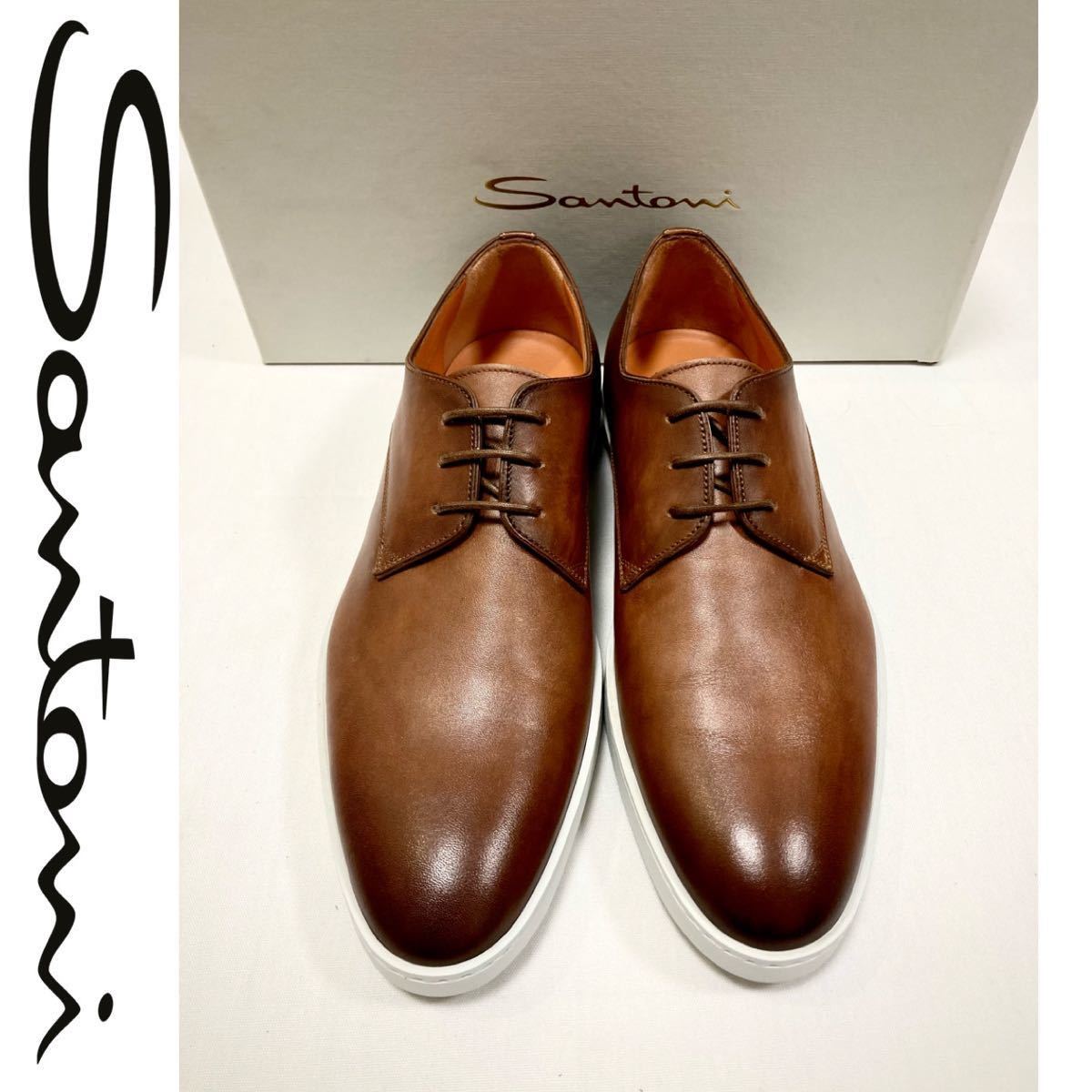 新品未使用 SANTONI サントーニ 10.9万円 ストレートチップ レザー 