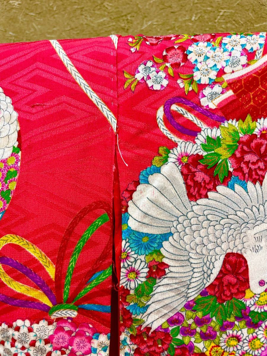 アンティーク着物◇子供着物 鳩 薬玉 大正ロマン 正絹 綸子 錦紗