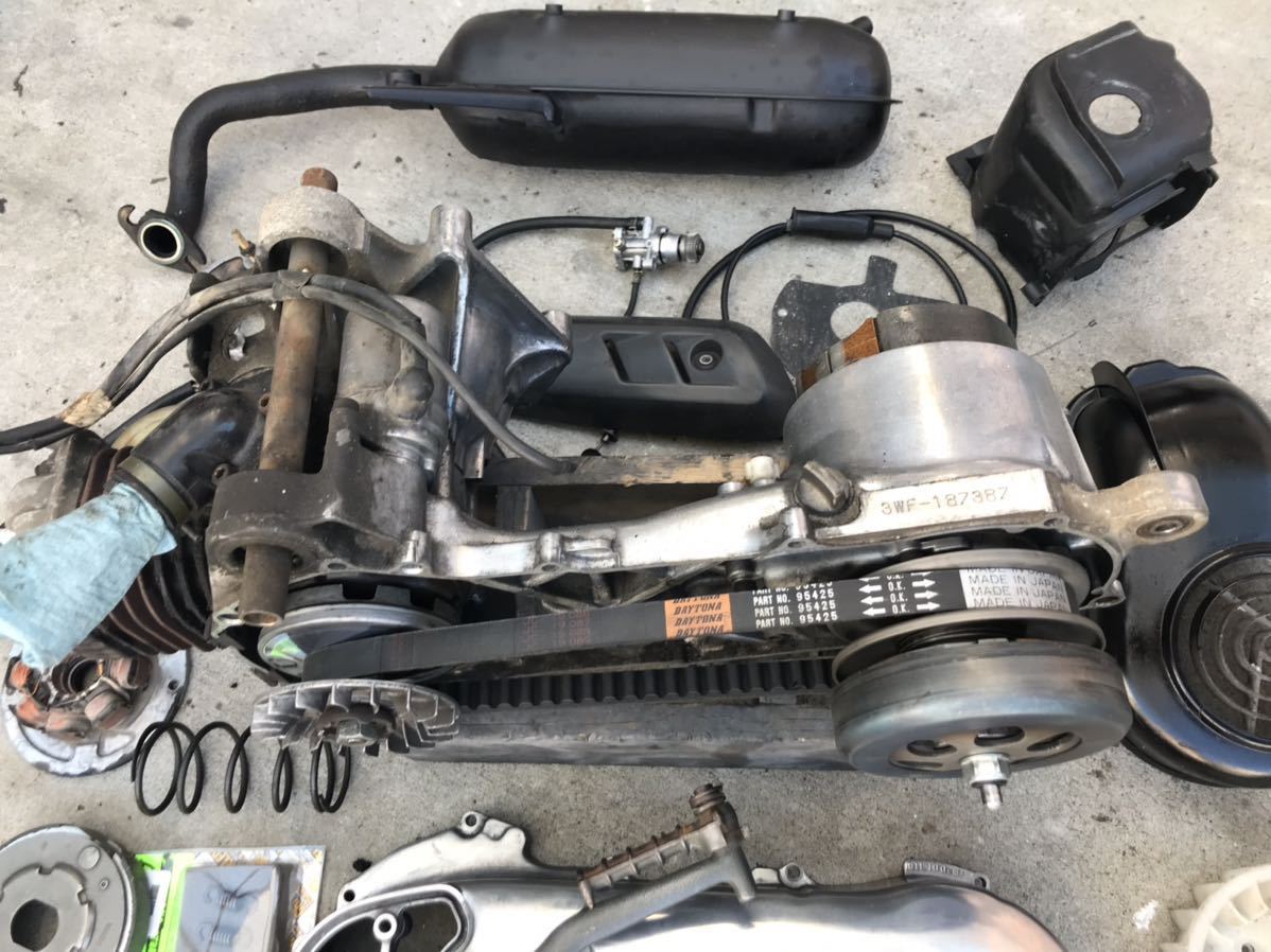 アクシス90 3VR ジョグ90 3WFエンジンASSY 前後新品タイヤ(ホイール